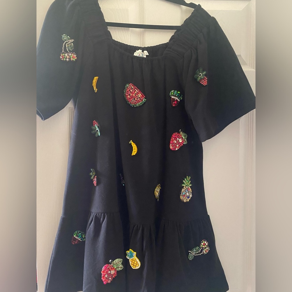 Queen of Sparkles Tropical Fruit Flutter Dress